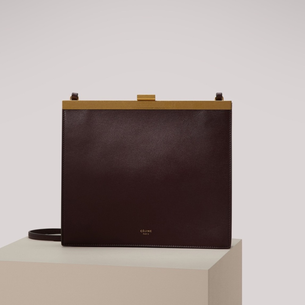 Celine Burgundy Liquorice Mini Clasp Bag Handbag Trio 2018 EUC